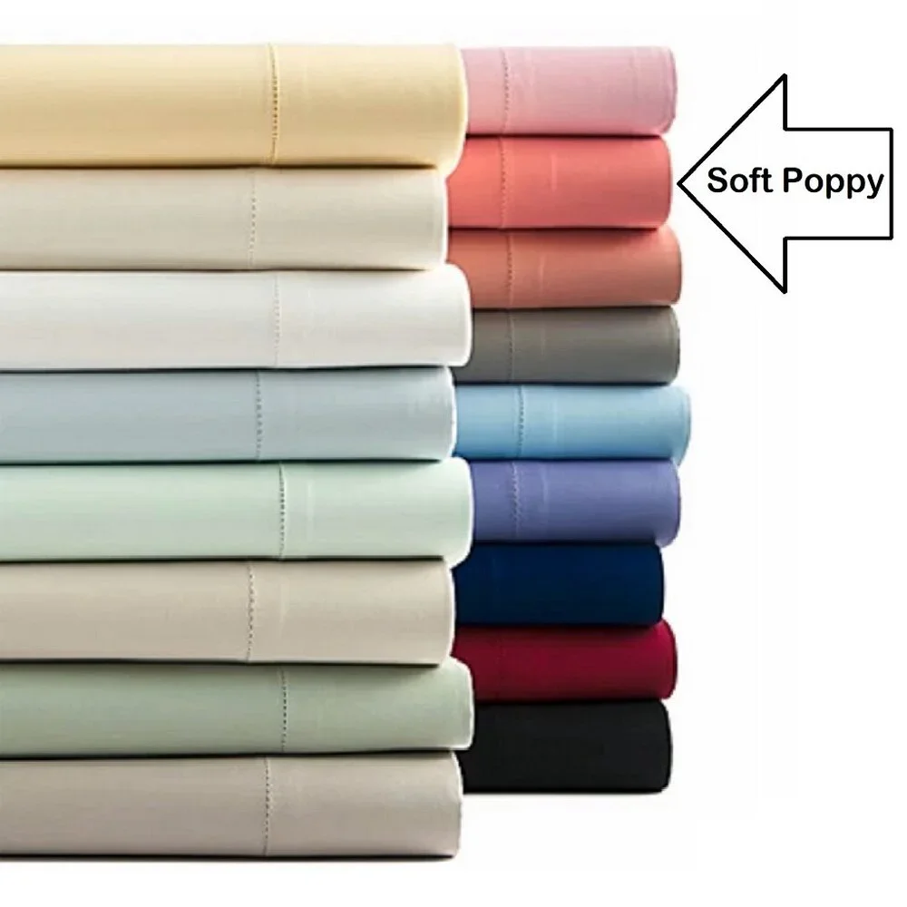 new SOFT POPPY color Charter Club Damask Solid 550 TC 100% Cotton KING Sheet Set